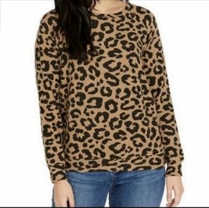 Buffalo David Bitton Leopard Print Cozy Pullover Top, Cheetah Gold xs